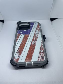 For iPhone 13 Pro Max USA Flag Camouflage Belt Clíp Case 