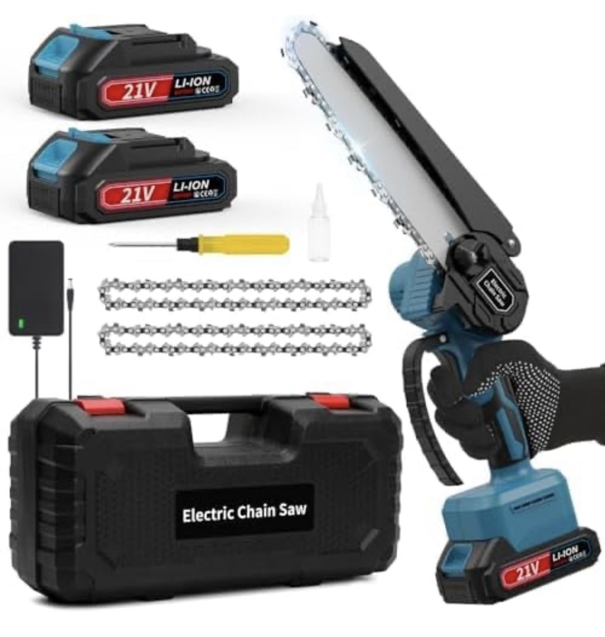 Mini Chainsaw, 6-Inch Electric Chainsaw Cordless, Brushless Portable Handheld Small Chain Saw with 2 Batteries, for Wood Cutting/TreeTrimming/Courtyar