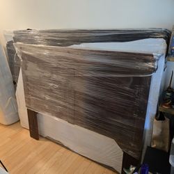 Wood Headboard w/ Queen Beautyrest Mattress + Box Spring 