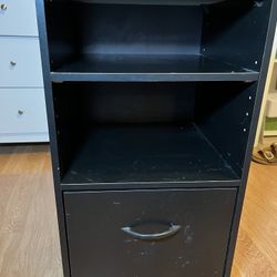 Black Storage Cabinet with Drawer and Shelf