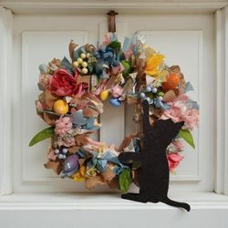 Cat lovers Easter wreath - Black Cat