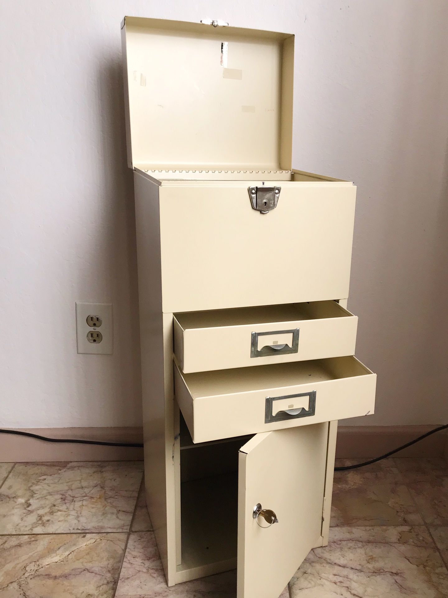 Vintage Mid Century EXCELSIOR Locking File Cabinet by Stamford Conn