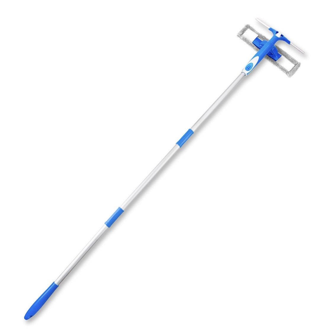 Alswell 3 in 1 Double Face Window Squeegee Cleaner Microfiber Scrubber with Spray Head and Extension Pole for Bathroom, Home, Shower, Auto