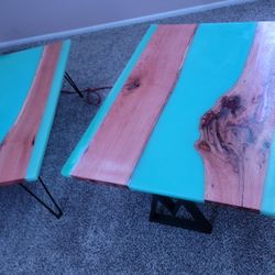 Custom White OAK Epoxy Tables