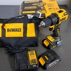 DEWALT  ATOMIC 20V MAX Cordless Brushless Compact 1/2 in. Drill/Driver, (2) 20V 1.3Ah Batteries, Charger and Bag