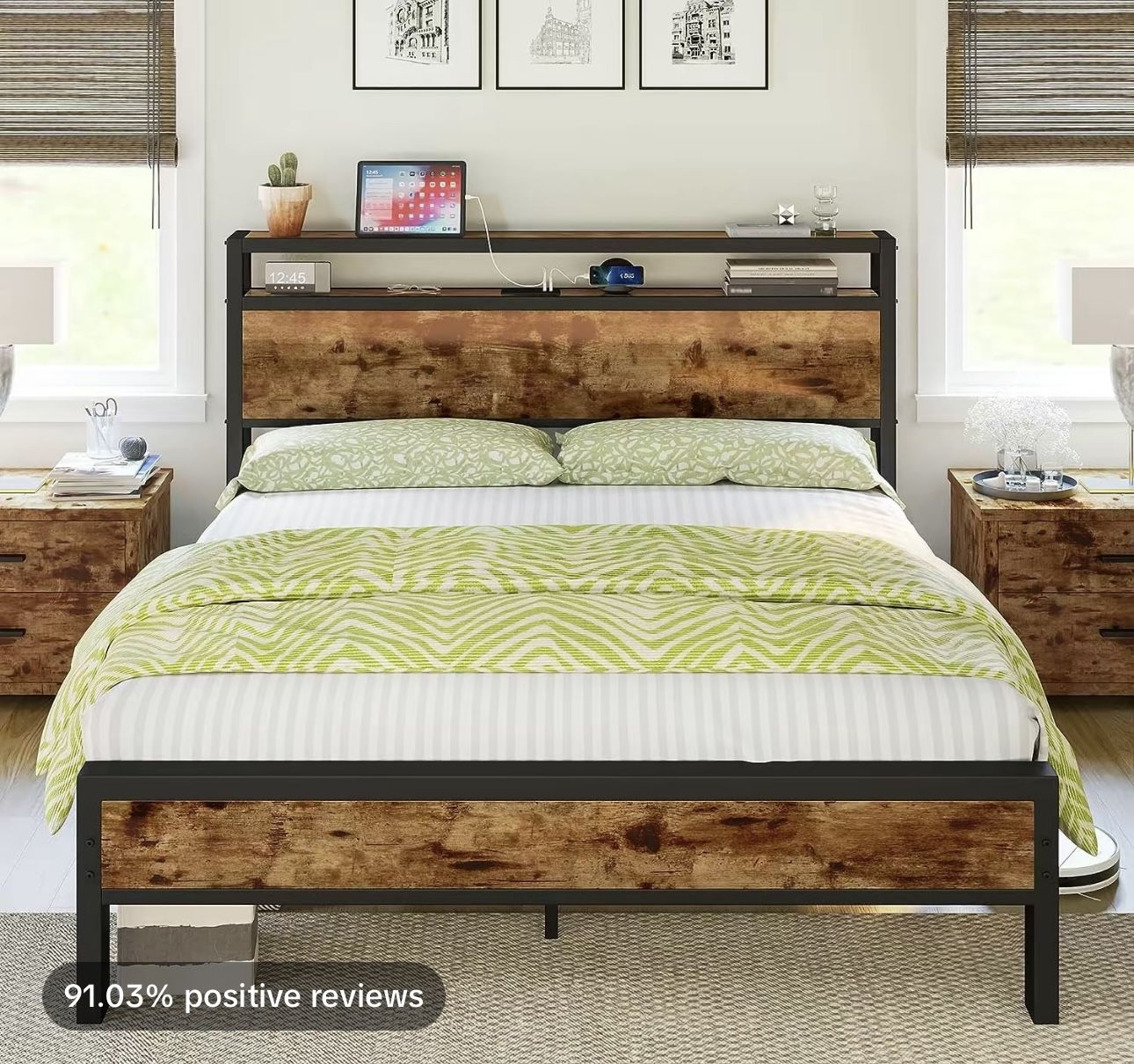 Queen Sized Rustic Brown Bed Frame