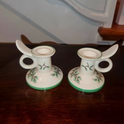 2 Spode Christmas Tree Candle Holders