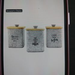 Storage Containers Set Of 3 Sugar, Tea, Coffee 
