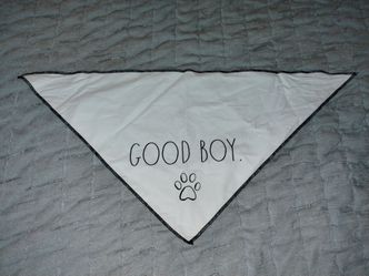 Rae Dunn Good Boy White Dog Bandana Collar EUC Large