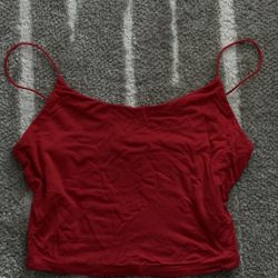 Garage Women's Red Cotton Cropped Tank Top Spaghetti Strap Round Neck XS