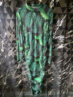 Tropical Print Mesh Bodycon Plug Size Dress