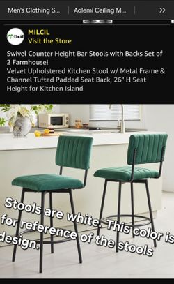 White Swivel Counter Height Bar Stools - Set of 2 (White)
