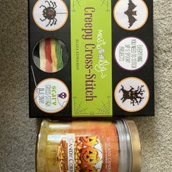 Halloween Cross Stitch Kit & Candle