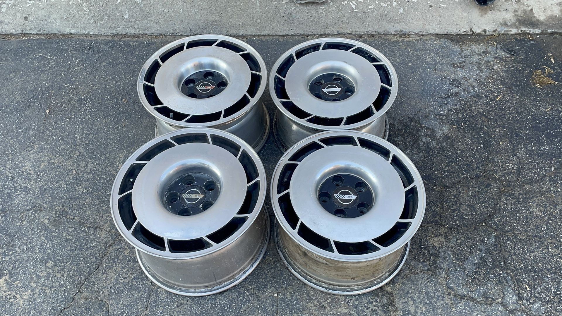 Four Original GM 16-inch staggered Corvette salad shooter style Wheels 5x120mm