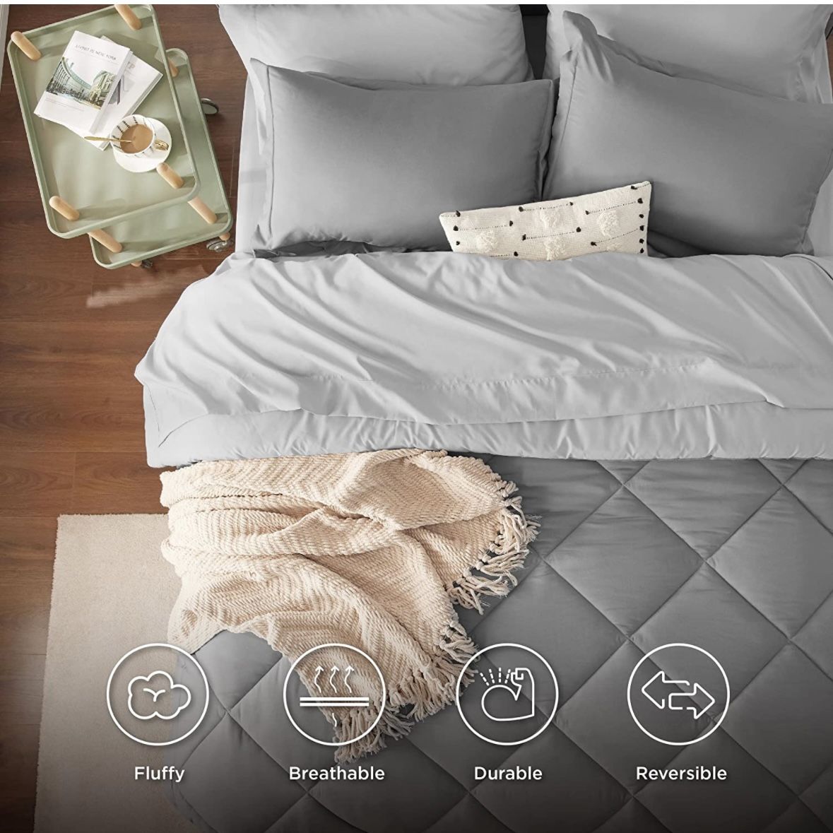 Mix Color Brown&gray Queen Comforter Set - 7 Pieces for Sale in Diamond ...