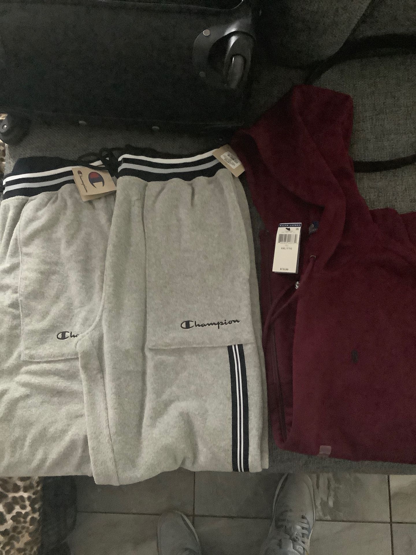 Large champion sweatz and XXL maroon polo sweater BRAND NEW