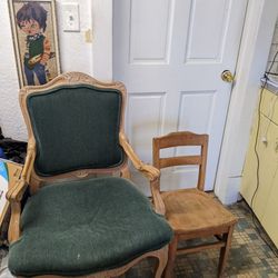 Queen Anne Chair With Mohair Fabric (Pair)