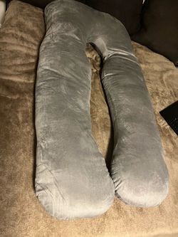 Grey large body pillow.  Used once.  Like new.