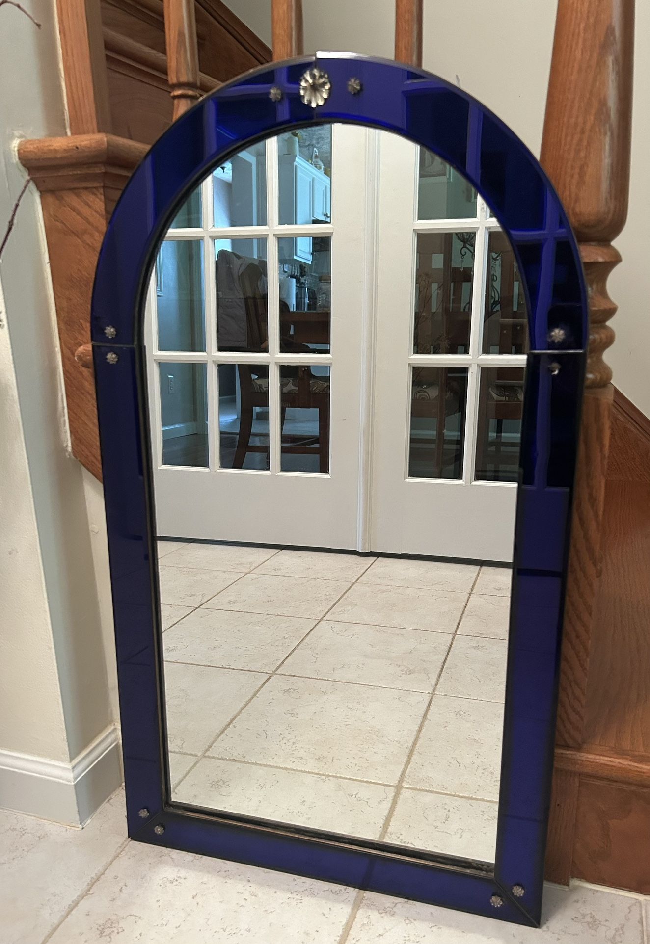 Gorgeous, Rare, Antique (1923) Furstline & Co. Colbat Blue, Glass Framed Mirror