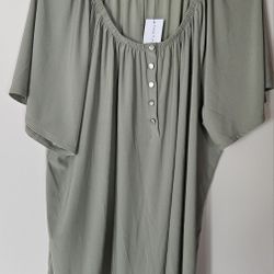 NWT  2X  Notations short sleeve olive green tunic top