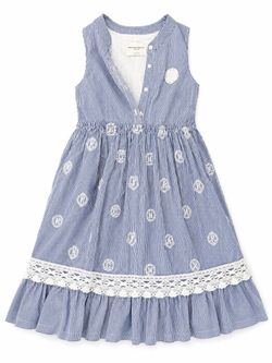 Ermanno Scervino Junior Girls Blue & White Striped Sundress Size M (152 cm / 60 in / 12Y)