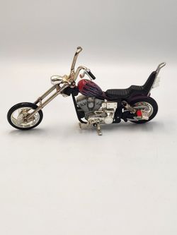Vintage EZRYDR 1/18th Chopper Motorcycle Diecast Model Chrome 6" Long - P7