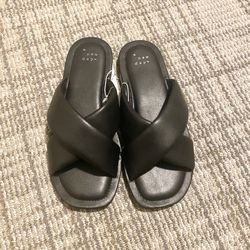 A New Day Black Cross Strap Slip-on Shoes - Size 6.5