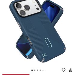 Speck PRESIDIO2 Grip for iPhone 17 Pro Case, ClickLock Interlock, Slim Protective Case, DEEP SEA/Silver Metallic/Spell Blue