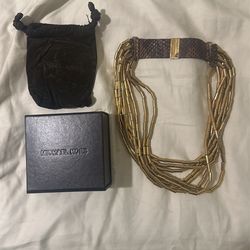 Michael Kors Gold Bead Snake Necklace