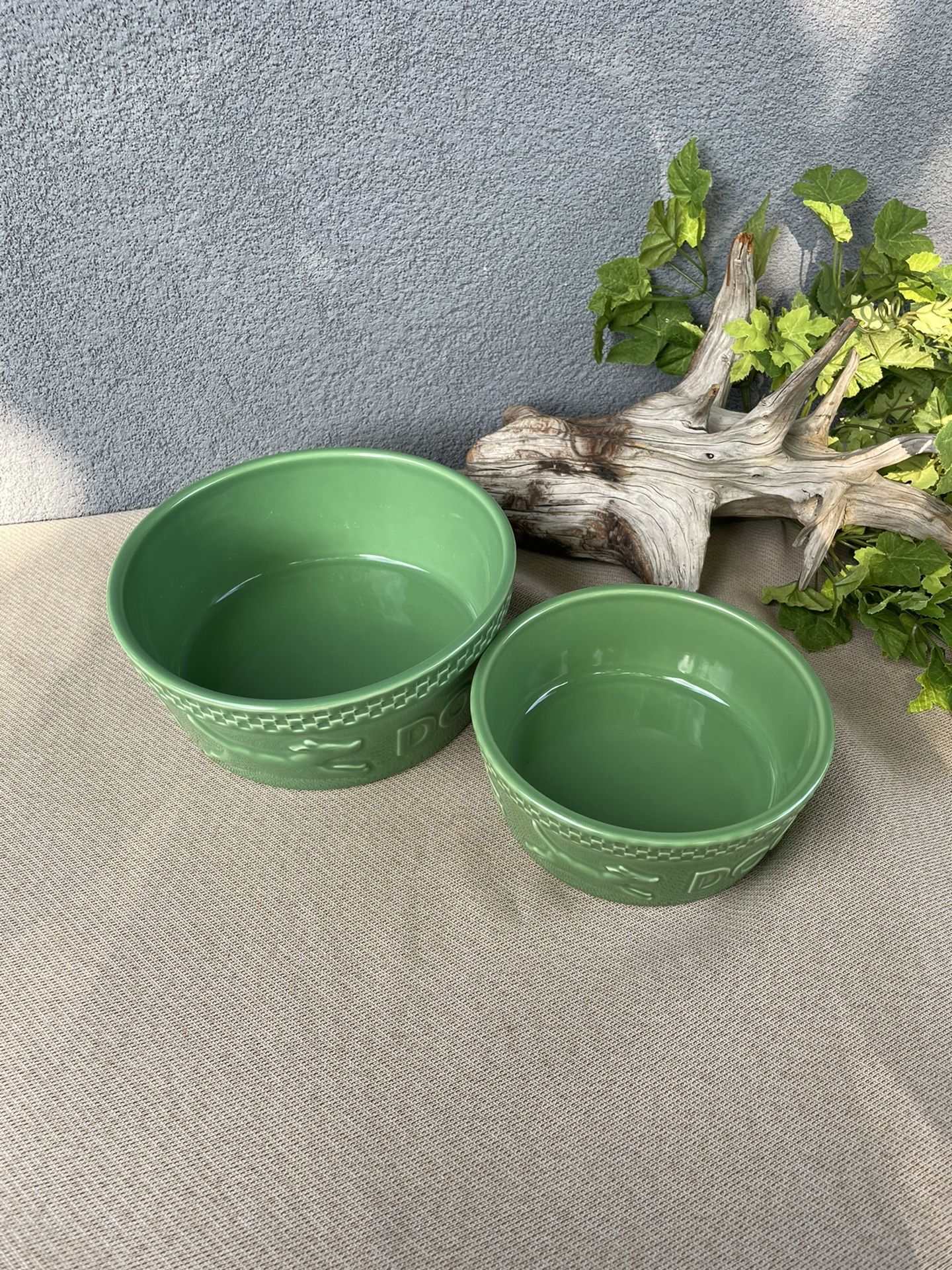 Longanberger Dog Bowls Mulligan In Green USA