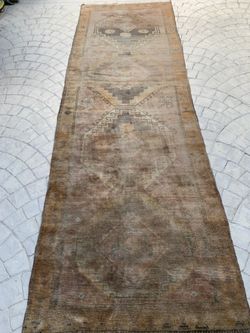 Turkish Oushak Carpet 3’10” X 12’ 1” - Distressed- Good Condition