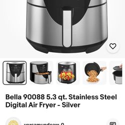 Bella 90088 5.3 qt. Stainless Steel Digital Air Fryer - Silver