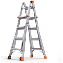 New Telescoping Ladder, 17 Feet Multi-Use Aluminum Extension Ladder