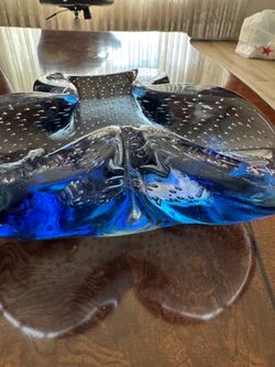Vintage Murano Style Blue Art Glass Decorative Piece