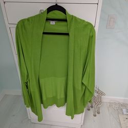 Woman's 2x Green Cardigan