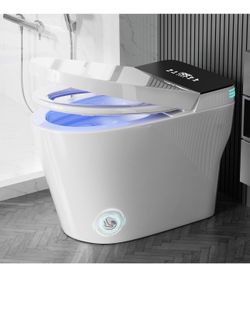 Smart Toilet with Bidet Built In, One Piece Bidet Toilet with Auto Dual Flush, Foam Shield, Modern Elongated Tankless Toilet with Foot Sensor, Heated 