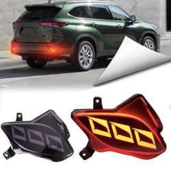 Smoked Housing Full LED Rear Reflector Fog DRL Kit for Toyota Highlander 2020-2023