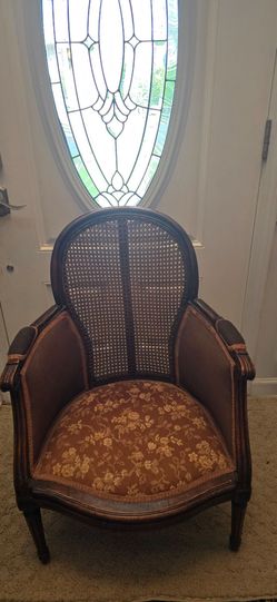 Vintage French Provincial Cane-Back Bergère Chair