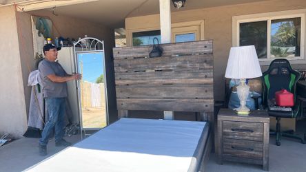 Bed frame and side table