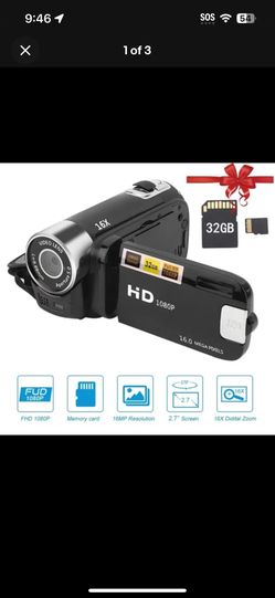 HD Digital Camcorder 32GB Memory Card 1080p Full HD ,2.4 Colorful Flip Screen 