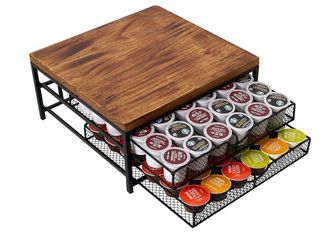 Coffee Pod Drawer Holder for K cup, 2-Tier Coffee Pod Drawer Holder Organizer, No Assembly Required, K Cup Holder with 72 Capacity Capsule Pods. K Cup