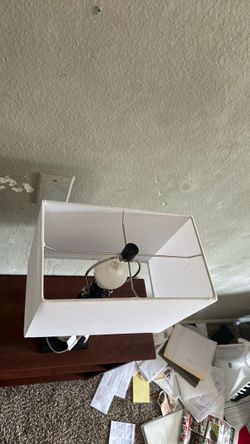 Table Lamp with White Rectangle Shade