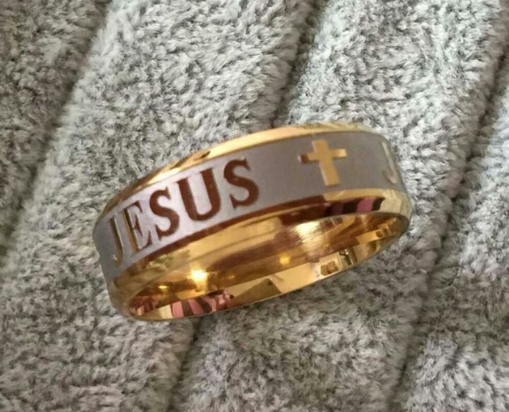 Gold silver jesus cross 316L Stainless Steel rings men women jewelry Prayer Padre Nuestro Bible Rings