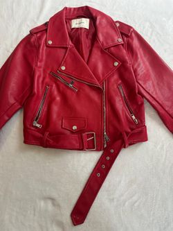 ❤️ Stylish Women’s Red Faux Leather Biker Jacket