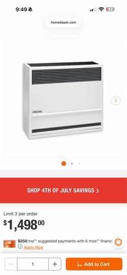 Direct-Vent Gravity Wall Heater 22,000 BTUH, 67% AFUE, Natural Gas