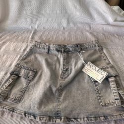 Project Rebel Denim Cargo Mini Skirt 