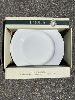 Ralph Lauren Club Porcelain Dinner Plates Set of 4