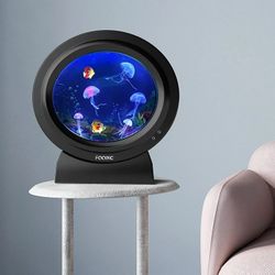 Jellyfish Lava Lamp FOOING Aquarium Wall Lights Electric Round Novelty Fish Tank Night Light w/17 LED Color Changing Scener JF1, USB Charging Port & R