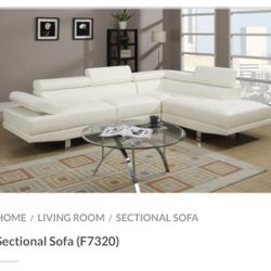 White Faux Leather Sectional Sofa 