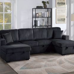 Brand New Comfy Plush Corduroy Pullout Sectional 